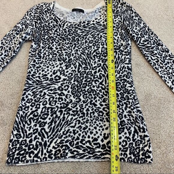 Zara black white long sleeve leopard cheetah print wool cashmere blend sweater M - Picture 9 of 11